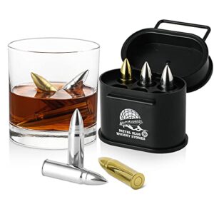 whiskey stone gifts for men dads, bullets with tactical military box, christmas stocking stuffers, unique anniversary birthday gift ideas for him boyfriend husband