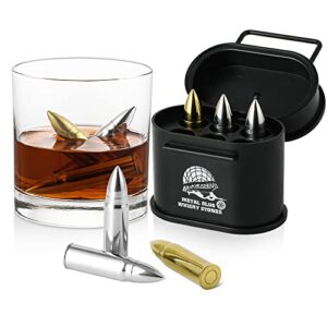 Whiskey Stone Gifts for Men dads, Bullets with Tactical Military Box, Christmas Stocking Stuffers, Unique Anniversary Birthday Gift Ideas for him Boyfriend Husband