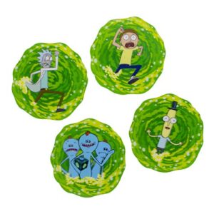 paladone rick and morty 3d set of 4 drink coasters, multi colored, 4 count