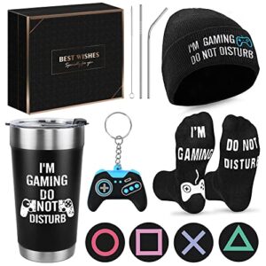 gamer gifts for men – do not disturb i’m gaming set – funny gamer gifts containing insulated tumbler, gaming hat, socks, gaming coasters set and keychain – present ideas for husband boyfriend man