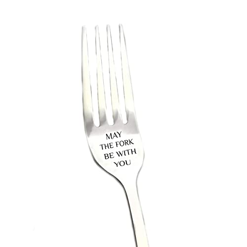 May The Fork Be With You Dinner Fork Funny Engraved Dinner Fork Easter Basket Stuffers for Kids Him Her Boyfriend Girlfriend Husband Wife