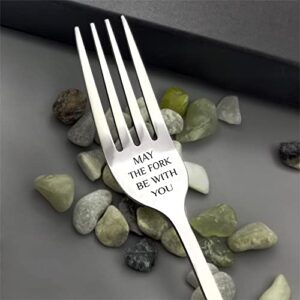 May The Fork Be With You Dinner Fork Funny Engraved Dinner Fork Easter Basket Stuffers for Kids Him Her Boyfriend Girlfriend Husband Wife