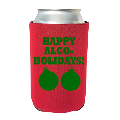 Christmas Coolies - Funny Holiday Can Cooler Pack of 4 - Alcohol Gift for Christmas Party, White Elephant, or Stocking Stuffer