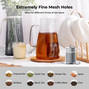 Reinmoson Large Tea Infuser for Loose Tea & Spice Infuser for Cooking, Extra Fine Mesh Large Tea Strainers for Loose Tea, 304 Stainless Steel Loose Leaf Tea Steeper for Black Tea, Rooibos, etc