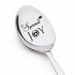 spread joy | spoon christmas gift for mother father | christmas stocking stuffer | christmas gift for grandparents son daughter | holiday gift for parents – 7 inch stainless steel spoon