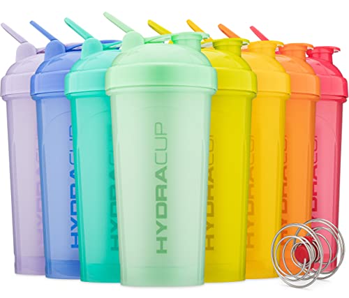 HydraCup [8 Pack] with New BlenderBeast - 28oz Shaker Bottle for Protein Mixes, Dual Mixers, Wire Whisk & Mixing Grid, Shaker Cup BPA Free, Shakes Value Pack Ball