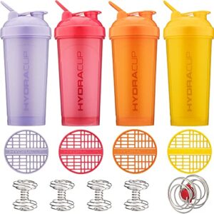 HydraCup [8 Pack] with New BlenderBeast - 28oz Shaker Bottle for Protein Mixes, Dual Mixers, Wire Whisk & Mixing Grid, Shaker Cup BPA Free, Shakes Value Pack Ball