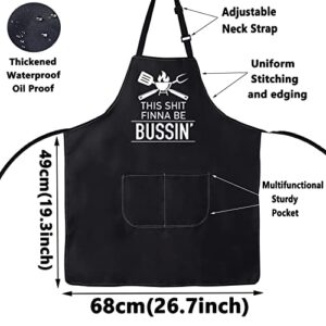 WZMPA Grilling Apron For Men Grilling Lovers Gift This Shit Finna Be Bussin' BBQ Apron With Pocket For Men Dad Husband (Bussin Apron)