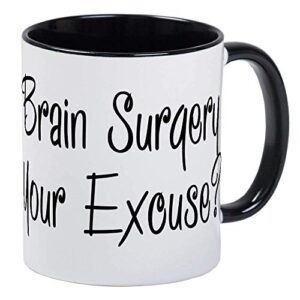 i had brain surgery whats your excuse ringer mug – ceramic 11oz coffee/tea cup gift stocking stuffer