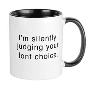 i’m silently judging your font choice mug ceramic 11oz ringer coffee/tea cup gift stocking stuffer