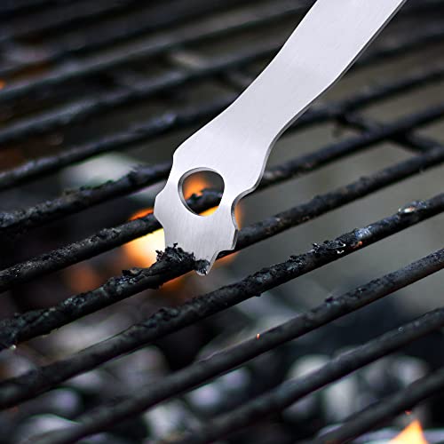 Grate Grill Scraper with Long Handle, Universal 14" Long Stainless Steel Grill Cleaner, Grill Grate Accessory, BBQ Barbecue Cleaning Gadgets, Hang Loop Included