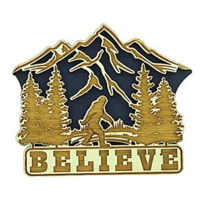 believe in bigfoot wood carved magnet, laser cut sasquatch magnetic decal for fridge, whiteboard, souvenir keepsake, 3.25 inches