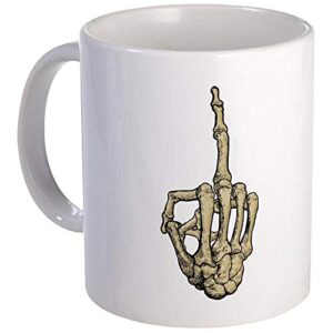 skeleton middle finger mug – ceramic 11oz coffee/tea cup gift stocking stuffer