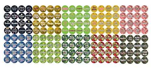 Creanoso Kitchen Ingredients Item Labels Text Stickers (20-Sheet) – Gift Giveaways Stickers for Chefs – Premium Quality Design Food Label Stickers for Kitchen – Unique Rewards Incentives for Men Women