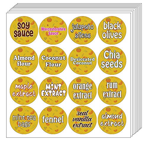 Creanoso Kitchen Ingredients Item Labels Text Stickers (20-Sheet) – Gift Giveaways Stickers for Chefs – Premium Quality Design Food Label Stickers for Kitchen – Unique Rewards Incentives for Men Women