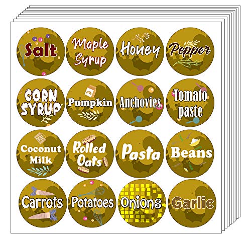 Creanoso Kitchen Ingredients Item Labels Text Stickers (20-Sheet) – Gift Giveaways Stickers for Chefs – Premium Quality Design Food Label Stickers for Kitchen – Unique Rewards Incentives for Men Women