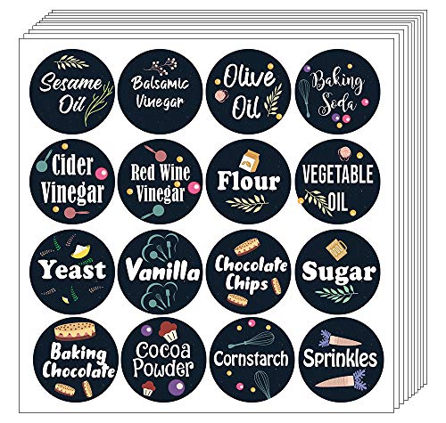 Creanoso Kitchen Ingredients Item Labels Text Stickers (20-Sheet) – Gift Giveaways Stickers for Chefs – Premium Quality Design Food Label Stickers for Kitchen – Unique Rewards Incentives for Men Women