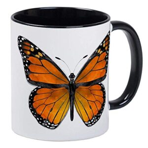 monarch butterfly ringer mug – ceramic 11oz coffee/tea cup gift stocking stuffer
