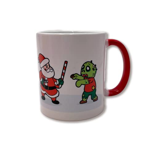 Mug of Geek Christmas Mug, 11 oz Ceramic Christmas Coffee Cup, Santa Vs Zombie Color Changing Mug with Dual Sided Dishwasher Safe Art – Cute Christmas Mug Stocking Stuffer Gift for Hot and Cold