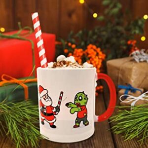 Mug of Geek Christmas Mug, 11 oz Ceramic Christmas Coffee Cup, Santa Vs Zombie Color Changing Mug with Dual Sided Dishwasher Safe Art – Cute Christmas Mug Stocking Stuffer Gift for Hot and Cold