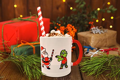 Mug of Geek Christmas Mug, 11 oz Ceramic Christmas Coffee Cup, Santa Vs Zombie Color Changing Mug with Dual Sided Dishwasher Safe Art – Cute Christmas Mug Stocking Stuffer Gift for Hot and Cold