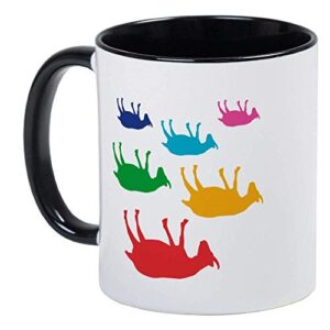 fainting goats rainbow mug – ceramic 11oz ringer coffee/tea cup gift stocking stuffer
