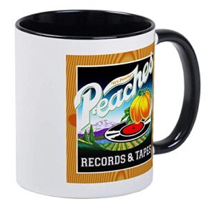 peaches records & tapes mug – ceramic 11oz ringer coffee/tea cup gift stocking stuffer
