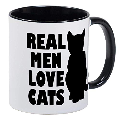 REAL MEN LOVE CATS RINGER Mug - Ceramic 11oz Coffee/Tea Cup Gift Stocking Stuffer