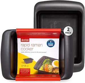 rapid ramen cooker – microwave ramen in 3 minutes – bpa free and dishwasher safe | perfect for dorm, small kitchen, or office (2-pack,black)