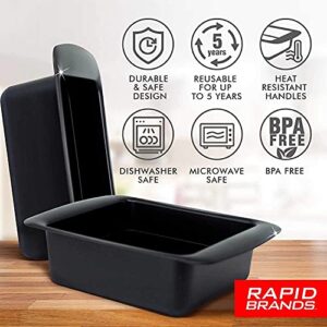 Rapid Ramen Cooker - Microwave Ramen in 3 Minutes - BPA Free and Dishwasher Safe | Perfect for Dorm, Small Kitchen, or Office (2-Pack,Black)