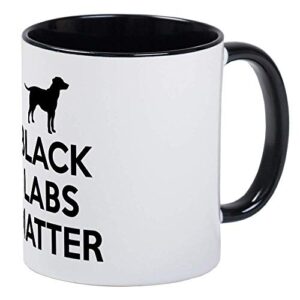 black labs matter mug – ceramic 11oz ringer coffee/tea cup gift stocking stuffer