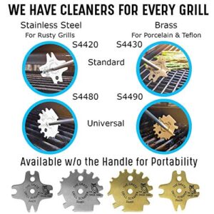 Universal Brass Grill Scraper with Handle, and an Additional Universal Stainless Steel Grill Scraper Combo - Stocking Stuffers for Mom