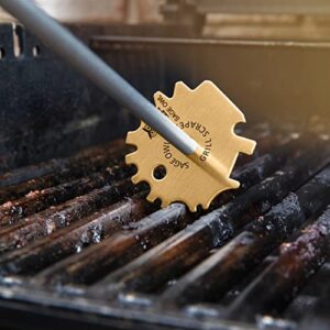 Universal Brass Grill Scraper with Handle, and an Additional Universal Stainless Steel Grill Scraper Combo - Stocking Stuffers for Mom