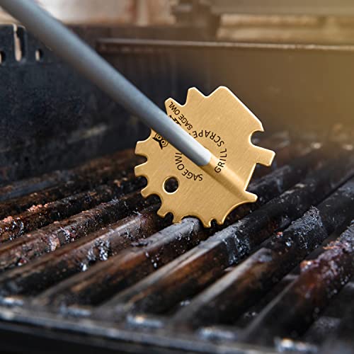 Universal Brass Grill Scraper with Handle, and an Additional Universal Stainless Steel Grill Scraper Combo - Stocking Stuffers for Mom