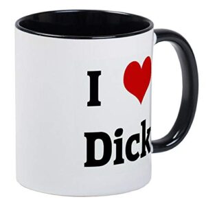 i love dick mug – ceramic 11oz ringer coffee/tea cup gift stocking stuffer