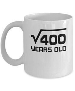 20th birthday white mugs for him her men women |gifts for 20 years old bday party for boys girls couple | 2003 funny 11oz coffee cup presents for husband wife | square root of 400 | tesy home