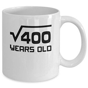 20th Birthday White Mugs For Him Her Men Women |Gifts For 20 Years Old Bday Party For Boys Girls Couple | 2003 Funny 11oz Coffee Cup Presents For Husband Wife | Square Root of 400 | Tesy home