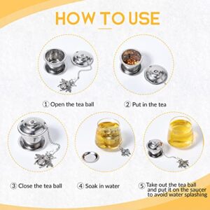 Tea Infusers for Loose Tea 3 Sets Loose Leaf Tea Steeper Tea Strainer Stainless Steel Tea Ball for Loose Tea Holder Tea Mesh Strainer Tea Filters with Drip Trays and Pendant (Insects Style)