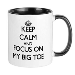 keep calm by focusing on my big toe mug ceramic 11oz ringer coffee/tea cup gift stocking stuffer