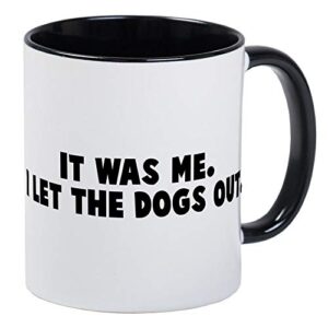 it was me, i let the dogs out mug – ceramic 11oz ringer coffee/tea cup gift stocking stuffer