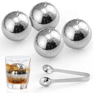 ice cubes whiskey stones, reusable stainless steel ice cubes, whiskey chilling stones for drink, metal whiskey balls ideal for scotch, bourbon and irish whiskey, barware tool set bar accessories