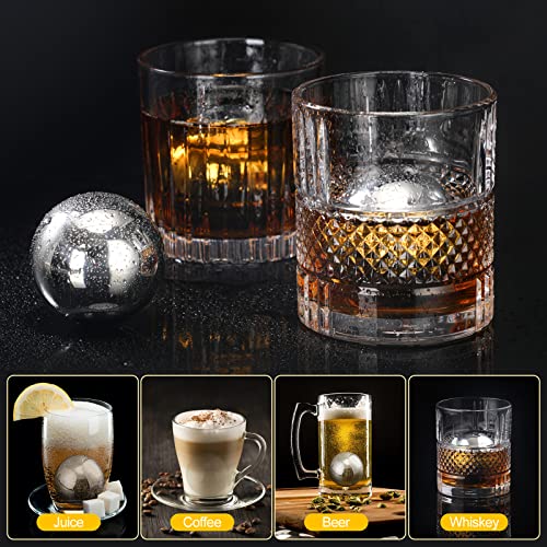 Ice Cubes Whiskey Stones, Reusable Stainless Steel Ice Cubes, Whiskey Chilling Stones for Drink, Metal Whiskey Balls Ideal for Scotch, Bourbon and Irish Whiskey, Barware Tool Set Bar Accessories