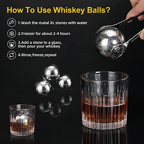 Ice Cubes Whiskey Stones, Reusable Stainless Steel Ice Cubes, Whiskey Chilling Stones for Drink, Metal Whiskey Balls Ideal for Scotch, Bourbon and Irish Whiskey, Barware Tool Set Bar Accessories