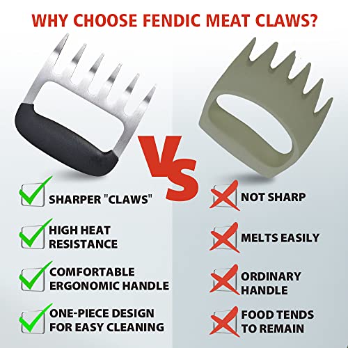 FENDIC Metal Meat Shredder Claws, 2Pcs Durable Metal Meat Claws for Shredding, Meat Shredding Claws for BBQ, Multifunctional Pulled Pork Claws, BBQ Claws for Shredding Meat Pork/Turkey/Beef/Chicken…