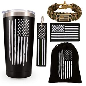 american flag 20 oz travel coffee tumbler & mug for men husband dad, unique patriotic military gifts for fathers day, christmas, birthday, valentine, anniversary