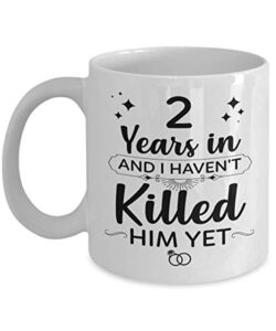 2nd wedding anniversary for men him her women | gifts for 2 years of marriage party for wife husband couples | 2021 | 11oz coffee cup presents for parents mom dad | 2 years in