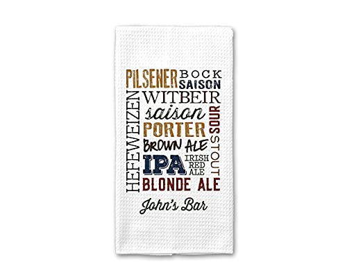 Beer Types Towel | Personalized Kitchen Towel | Brewing Gift | Father's Day Gift | Personalized Dish Towel | IPA Gift | Mens Kitchen Gift