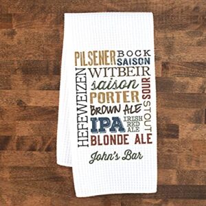 Beer Types Towel | Personalized Kitchen Towel | Brewing Gift | Father's Day Gift | Personalized Dish Towel | IPA Gift | Mens Kitchen Gift