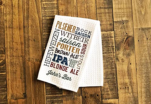 Beer Types Towel | Personalized Kitchen Towel | Brewing Gift | Father's Day Gift | Personalized Dish Towel | IPA Gift | Mens Kitchen Gift