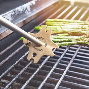 The Sage Owl Standard Brass BBQ Grill Scraper with Handle and Extra Portable Standard Stainless Steel Grill Cleaner Tool - Stocking Stuffers Men